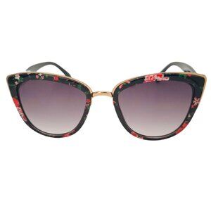 9087 | Pink/Black Floral Cateye Sunglasses